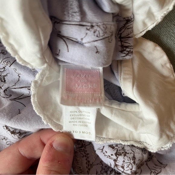 Janie and Jack Layette Purple Kitten Collared Long Sleeve One Piece - Picture 2 of 4